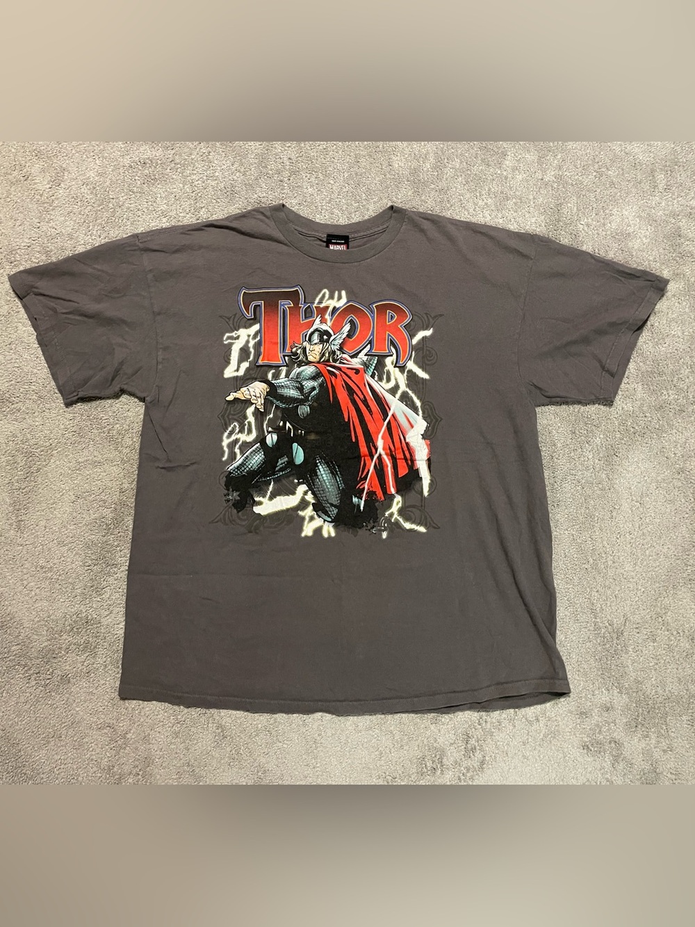 Vintage Y2K Marvel Thor Graphic Shirt Men’s XL 100% Cotton Gray